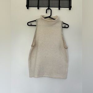 Sleeveless Cream Top with Silver Accents